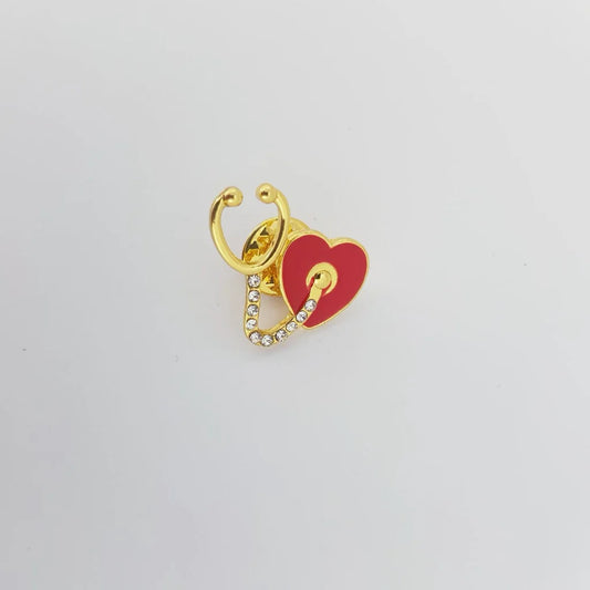 IN A HEARTBEAT BROOCH - GOLDEN