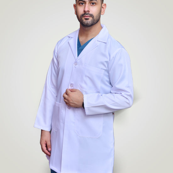 male doctor showing lab coat