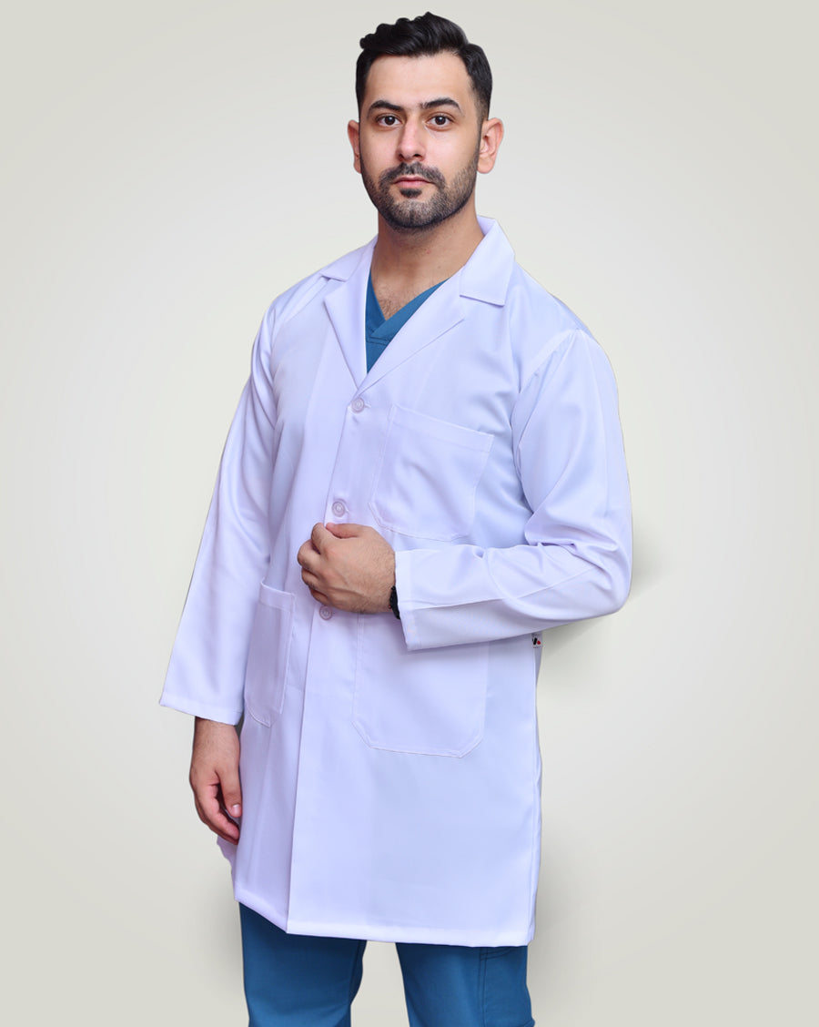 male doctor showing lab coat