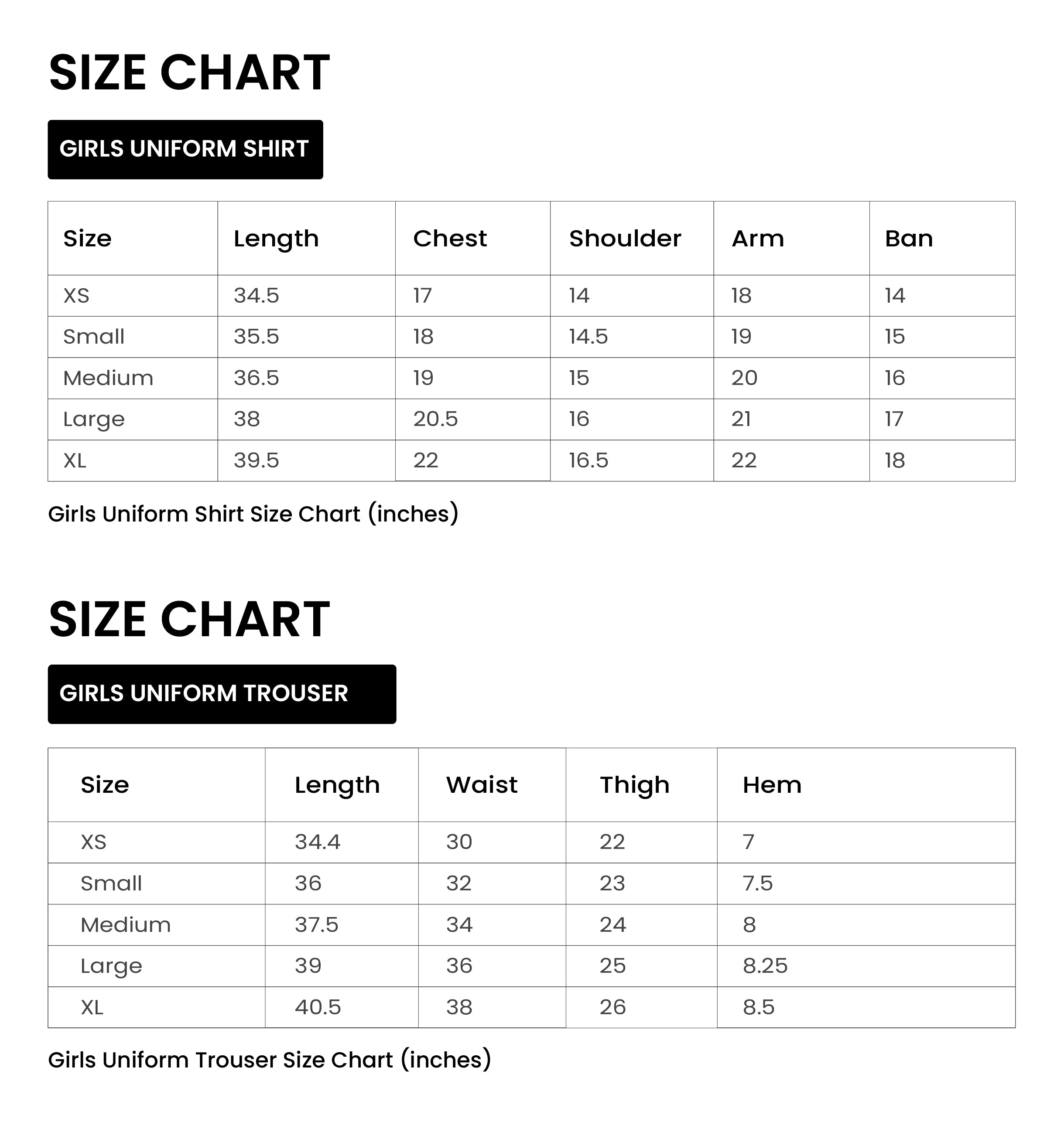 Size Chart
