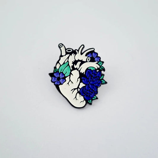 Flowers with Heart Brooch